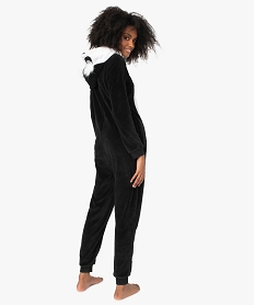 combinaison pyjama femme avec motif panda en relief noirA094701_3