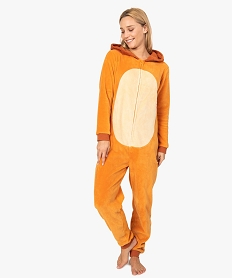 GEMO Combinaison dintérieur femme à capuche à motif Bambi - Disney Brun