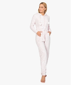 GEMO Combinaison pyjama femme à capuche motif chat Rose