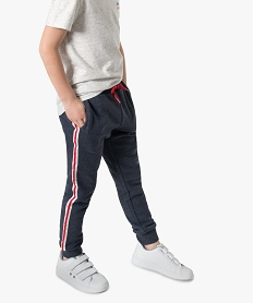 GEMO Pantalon de jogging garçon avec bandes colorées sur les côtés Bleu