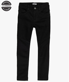 jean garcon regular ultra resistant a taille elastiquee et coutures aux genoux noirA096701_1