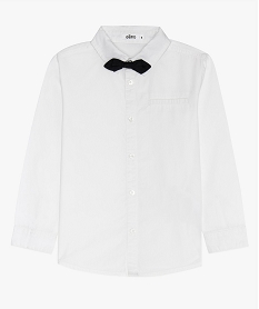 chemise garcon boutonne a nœud papillon contrastant blancA099301_1