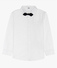 GEMO Chemise garçon boutonné à nœud papillon contrastant Blanc