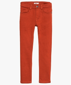 GEMO Pantalon garçon 5 poches en toile extensible épaisse Rouge