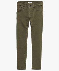 GEMO Pantalon garçon 5 poches en toile extensible épaisse Vert