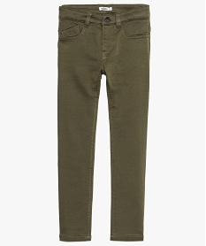 GEMO Pantalon garçon 5 poches en toile extensible épaisse vert standard