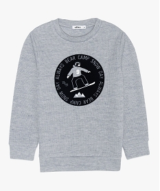 GEMO Pull garçon en maille fantaisie avec motif imprimé velours bleu chine