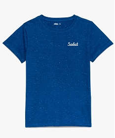 GEMO Tee-shirt garçon à manches courtes avec motif brodé sur lavant Bleu