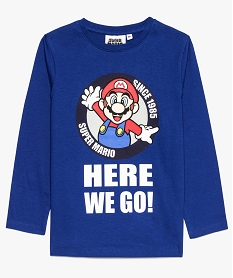 GEMO Tee-shirt garçon à manches longues avec motif coloré - Super Mario bleu standard