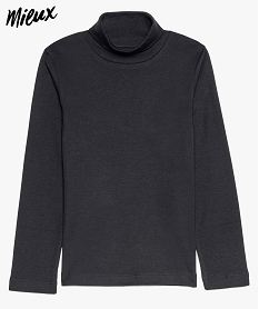 GEMO Tee-shirt garçon col roulé uni à manches longues en coton bio Noir