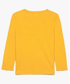 tee-shirt garcon en coton texture avec motif velours jauneA105401_2
