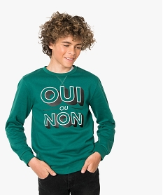 GEMO Sweat garçon avec inscription Oui ou Non sur lavant Vert