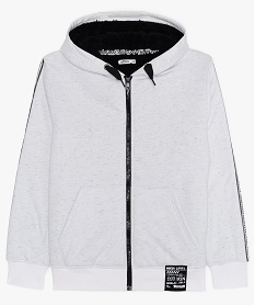 sweat garcon zippe a capuche doublure chaude blanc sweatsA108101_1