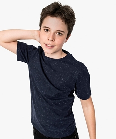 GEMO Tee-shirt garçon chiné à manches courtes et col rond Bleu