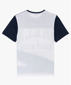 tee-shirt garcon tricolore avec inscriptions brooklyn bleuA110501_3