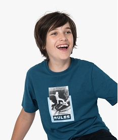 GEMO Tee-shirt garçon à manches courtes et col rond imprimé bleu standard