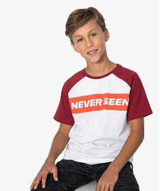 GEMO Tee-shirt garçon à manches raglan contrastantes Rouge