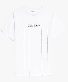 GEMO Tee-shirt garçon avec inscriptions sur lavant blanc vif