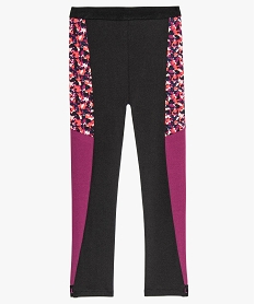 leggings fille avec bandes colorees sur les cotes noirA112501_1