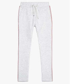 jogging fille en molleton a bandes pailletees gris pantalonsA113401_1