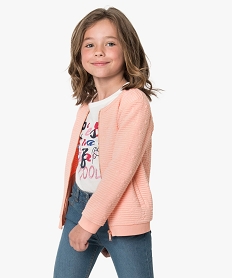 GEMO Sweat fille à motifs étoiles et fermeture zippée Rose