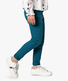 GEMO Pantalon fille coupe slim coloris uni à taille réglable Bleu