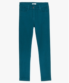 pantalon fille coupe slim coloris uni a taille reglable bleuA115401_2