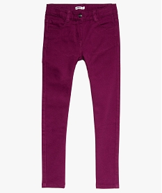 pantalon fille coupe slim coloris uni a taille reglable violet pantalonsA115501_1