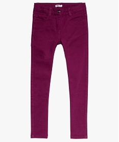 GEMO Pantalon fille coupe slim coloris uni à taille réglable Violet