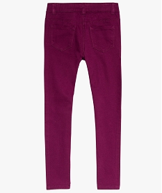 pantalon fille coupe slim coloris uni a taille reglable violet pantalonsA115501_2