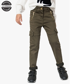 pantalon fille en toile ultra resistant avec poches a rabat vert pantalonsA115801_1