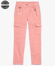 pantalon fille en toile ultra resistant avec poches a rabat rose pantalonsA115901_1