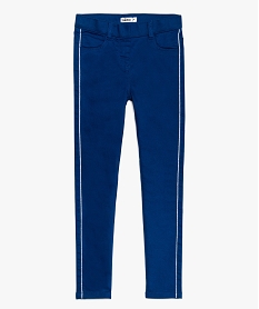 pantalon fille avec lisere passepoile paillete sur les cotes bleuA116001_1