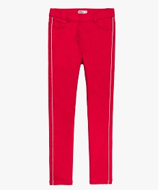 pantalon fille avec lisere passepoile paillete sur les cotes rose pantalonsA116101_1