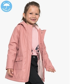 GEMO Manteau fille déperlant à capuche entièrement doublé Rose