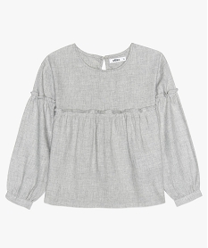 GEMO Blouse fille à manches longues avec volants sur le buste Gris