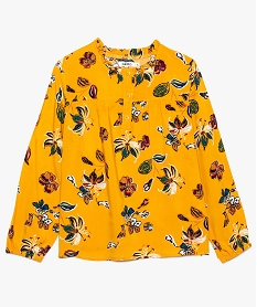 GEMO Blouse fille à manches longues avec motifs fleuris Jaune