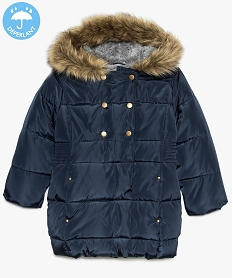 parka fille doublee pilou a capuche douce et taille cintree bleuA120301_1