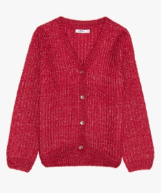GEMO Gilet fille en maille pailletée avec boutons métalliques Rose