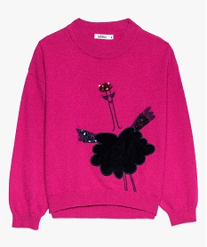 GEMO Pull fille avec large motif velours et sequins sur lavant argente