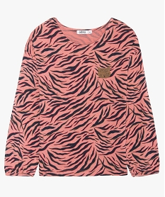 GEMO Pull fille à motif animalier avec poignets resserrés Rose