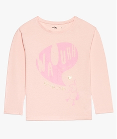 GEMO Tee-shirt fille à manches longues avec motif pailleté sur lavant Rose