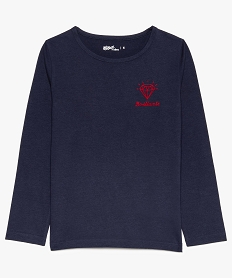 GEMO Tee-shirt fille à manches longues en coton bio avec inscription Gris