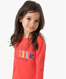 GEMO Tee-shirt fille à manches longues avec motif girly rose standard