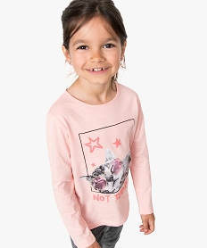 GEMO Tee-shirt fille à manches longues avec motif girly Rose