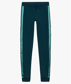 GEMO Pantalon de jogging fille avec liseré pailleté sur les côtés Vert