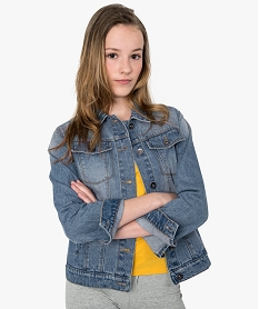 GEMO Veste fille en jean coupe droite Gris