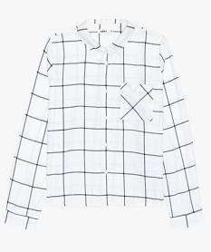 GEMO Chemise fille à carreaux et manches longues Blanc