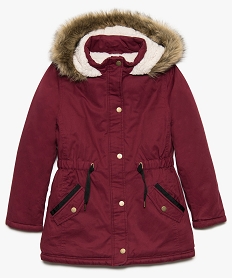 doudoune fille doublee sherpa avec capuche rouge doudounesA134401_1