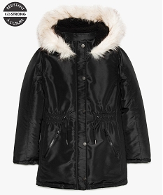 GEMO Manteau fille déperlant à capuche et doublure Noir